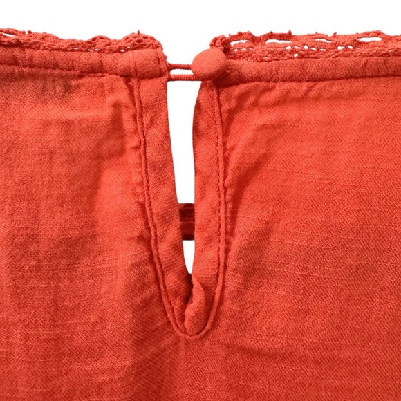 Sundance Aria Blouse Embroidered Lace Boho Short Sleeve Orange Size Small - Picture 7 of 9